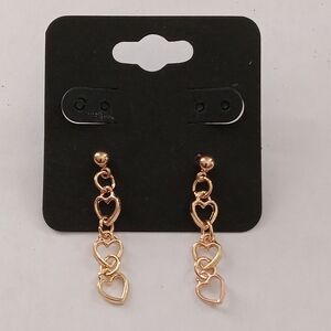Gold Heart Dangle Earrings
